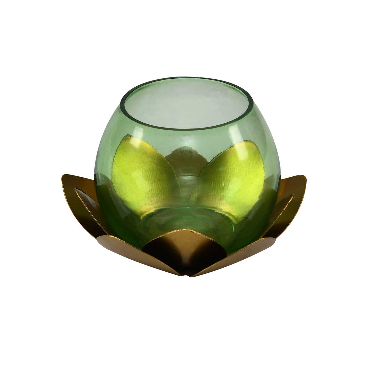 Decorative Mini Lotus Votive Candle Stand- Green