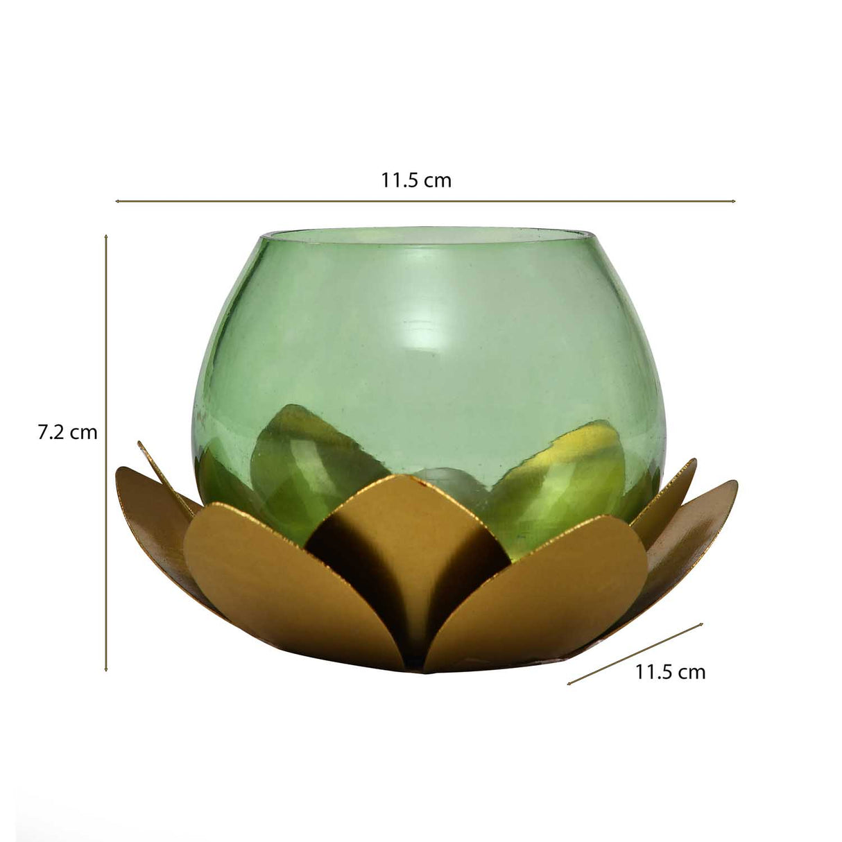 Decorative Mini Lotus Votive Candle Stand- Green