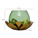 Decorative Mini Lotus Votive Candle Stand- Green