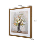 Still Life Flower Pot Canvas Wall Painting (Beige & White)
