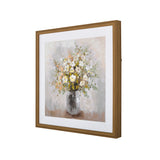 Still Life Flower Pot Canvas Wall Painting (Beige & White)