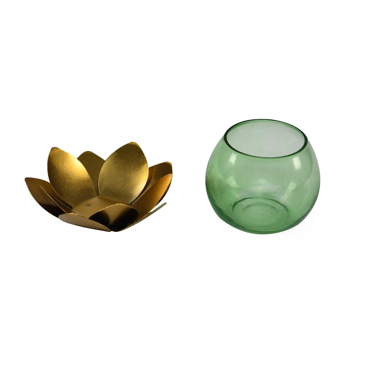 Decorative Mini Lotus Votive Candle Stand- Green