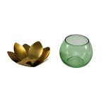 Decorative Mini Lotus Votive Candle Stand- Green