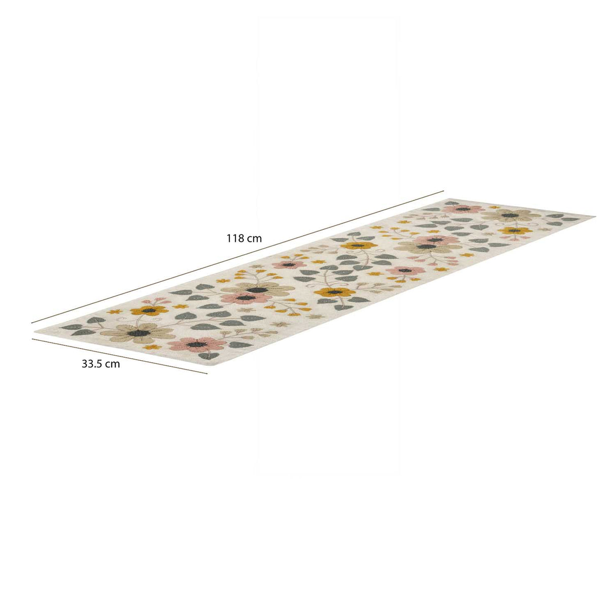 Floral Embroidery Table Runner Small- Beige & Green