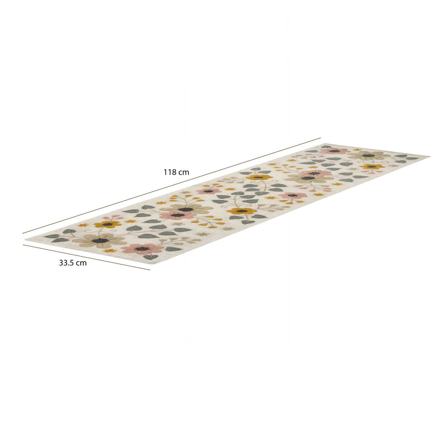 Floral Embroidery Table Runner Small- Beige & Green