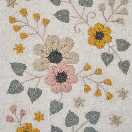 Floral Embroidery Table Runner Small- Beige & Green