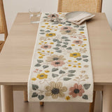 Floral Embroidery Table Runner Large- Beige & Green