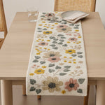 Floral Embroidery Table Runner Large- Beige & Green