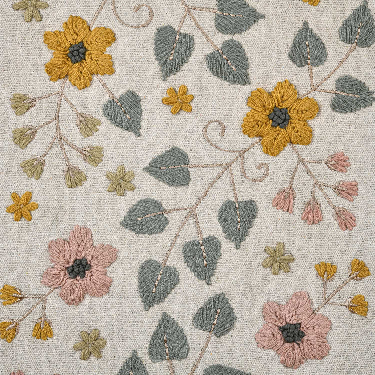 Floral Embroidery Table Runner Large- Beige & Green