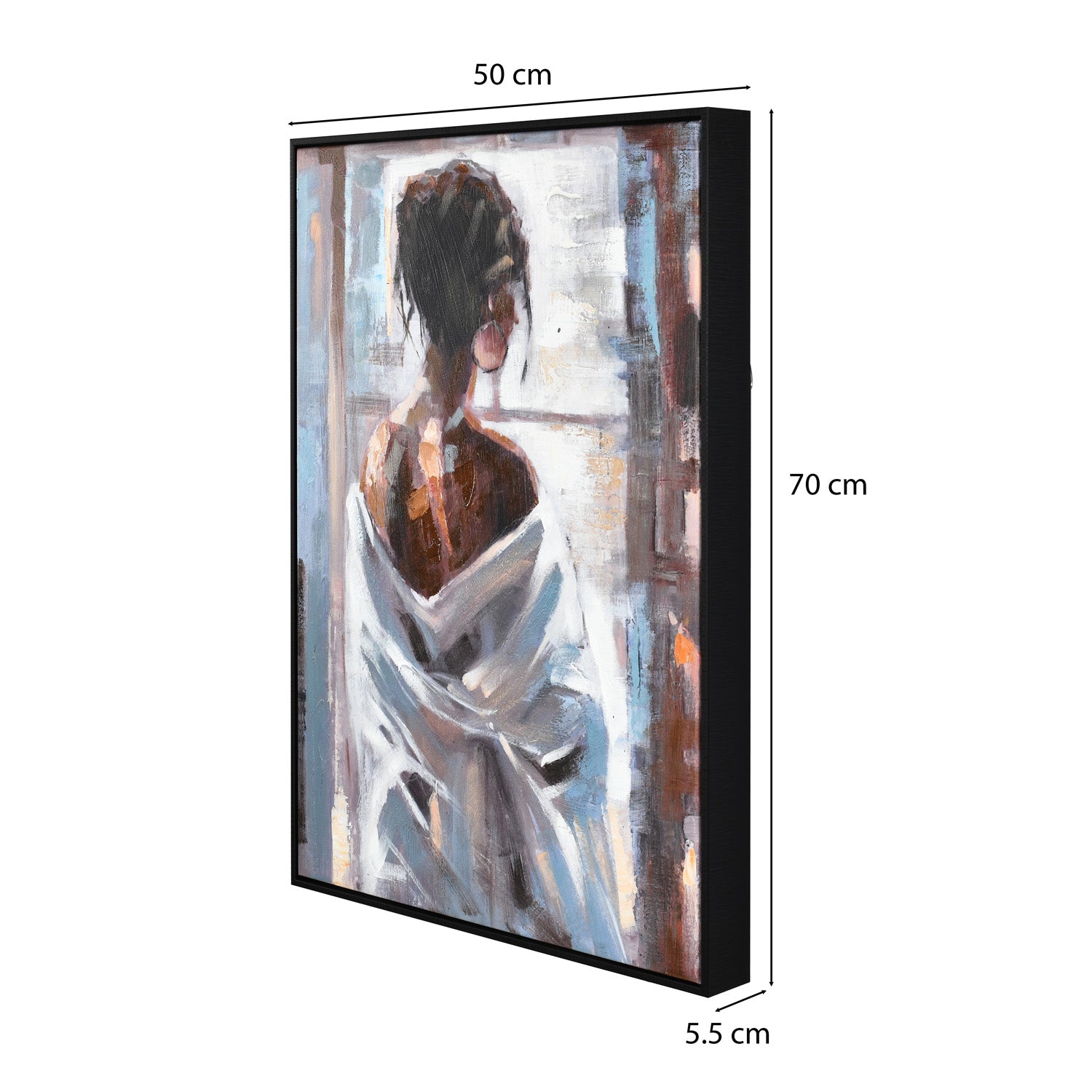 Lady by The Window Canvas Wall Painting (Black & Brown)