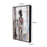 Lady by The Window Canvas Wall Painting (Black & Brown)