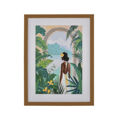 Tropical Woman Canvas Wall Painting (Green)