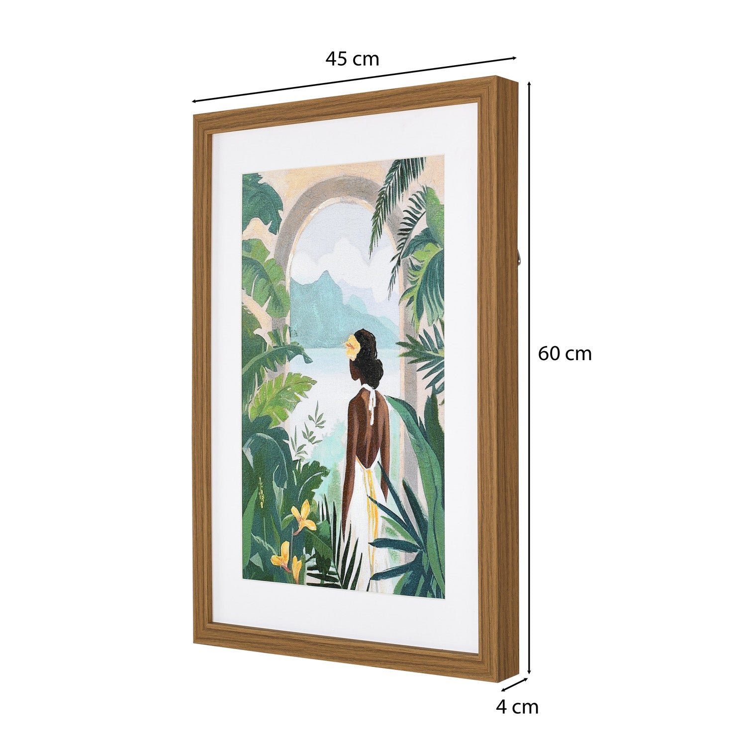 Tropical Woman Canvas Wall Painting (Green)