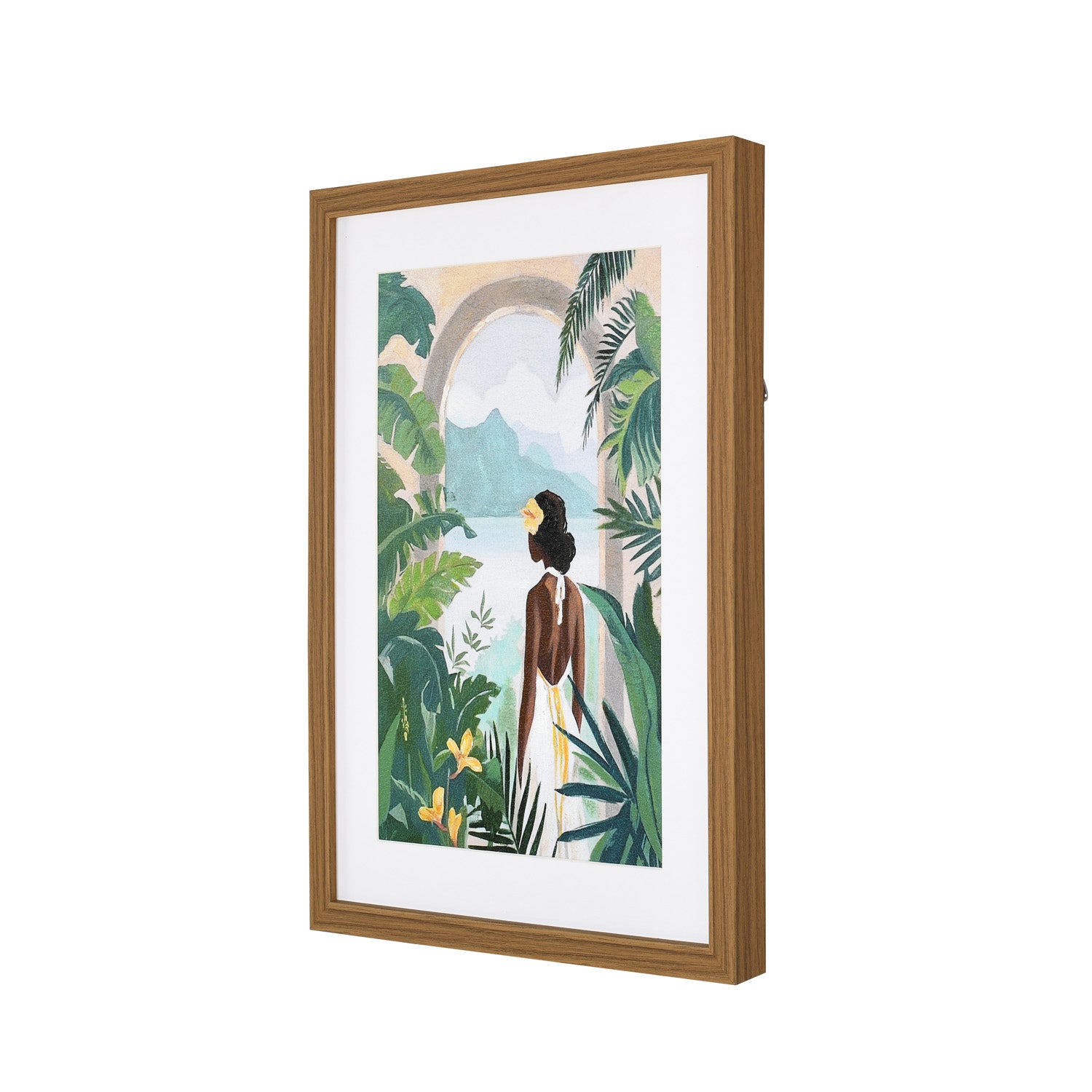 Tropical Woman Canvas Wall Painting (Green)
