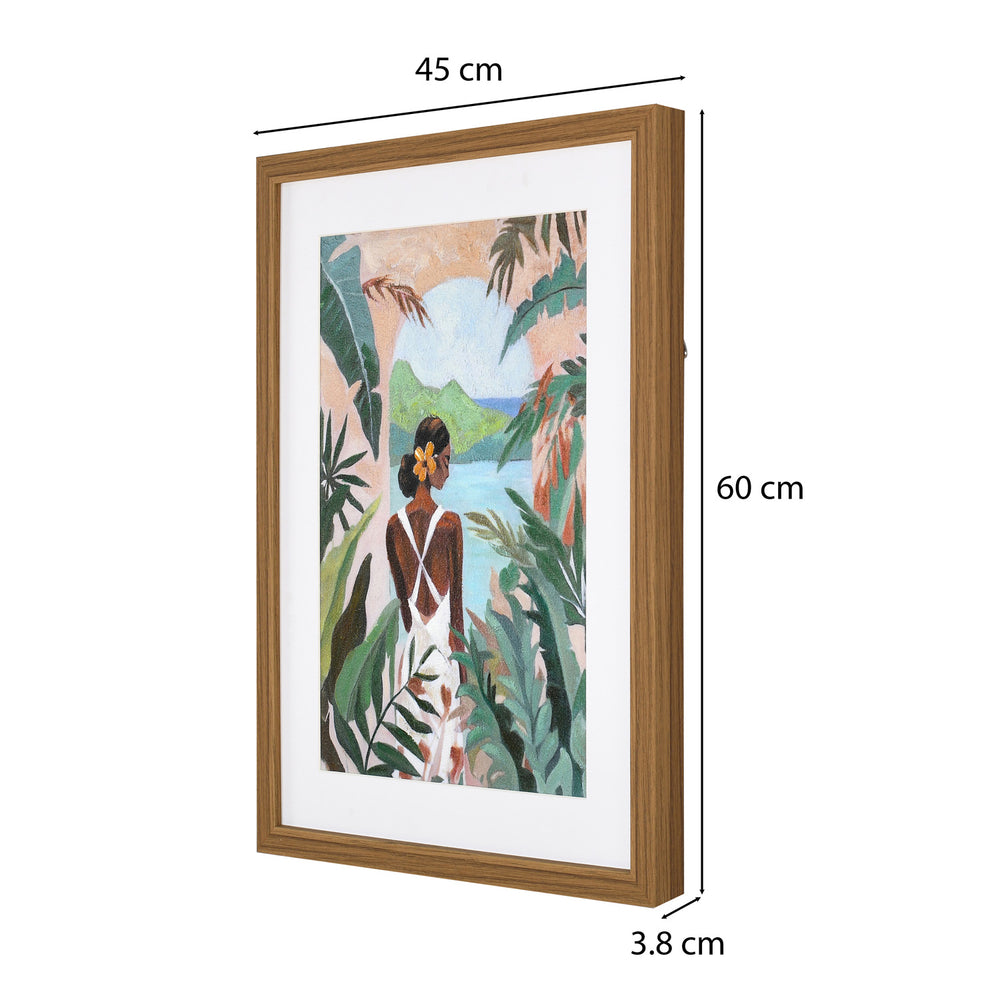Tropical Woman Canvas Wall Painting (Green)