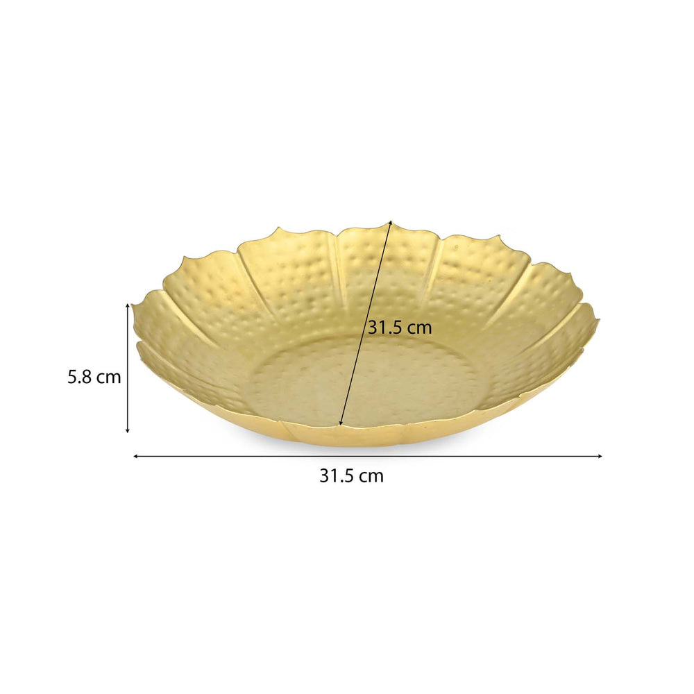 Decorative Lotus Shaped Platter- Gold
