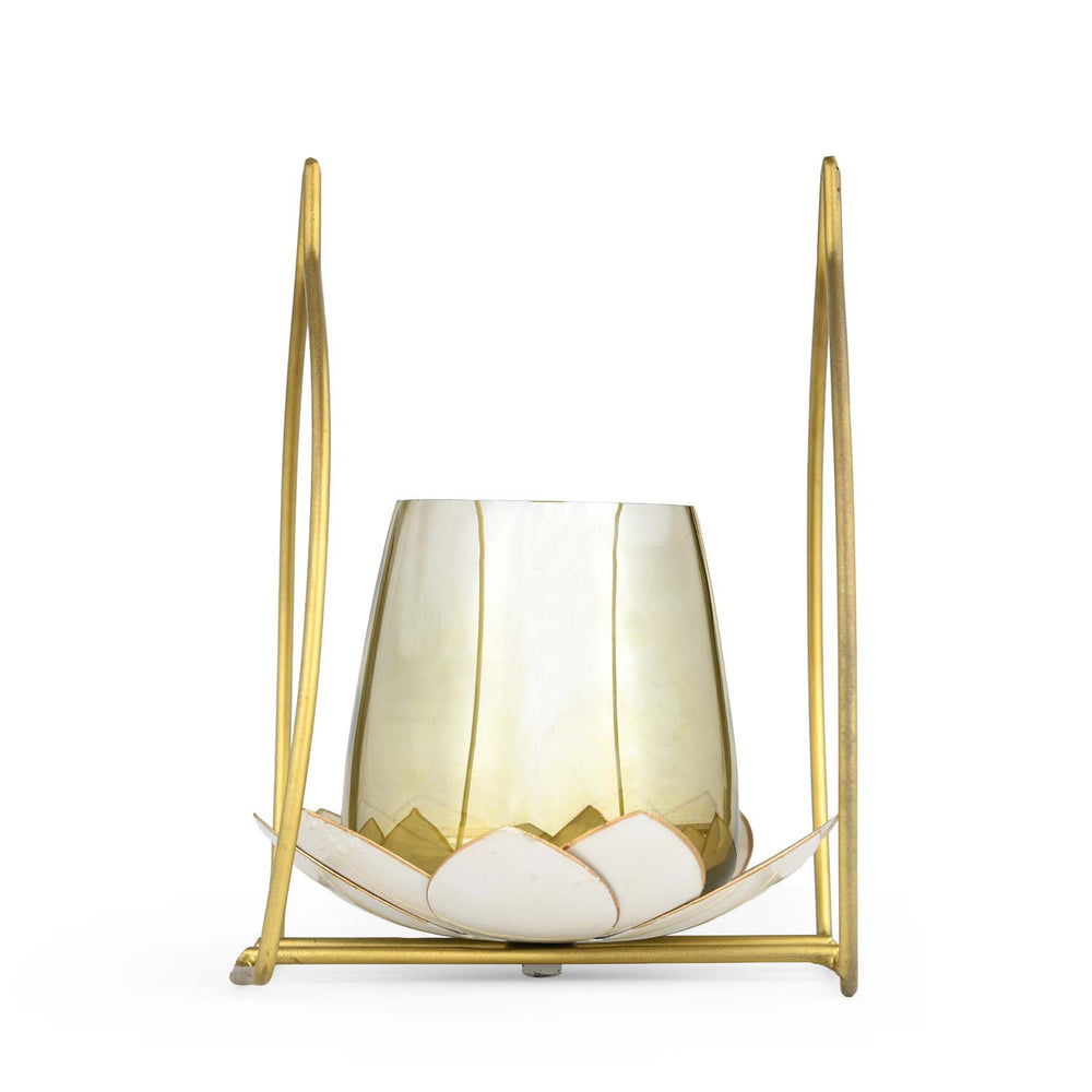 Decorative Single Lotus Votive Candle Holder- Gold