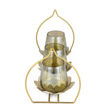 Decorative Lotus Trio Candle Stand- Gold