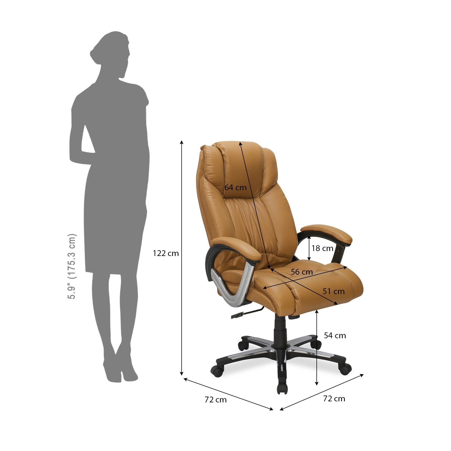 Trenvi High Back Office Chair (Tan)