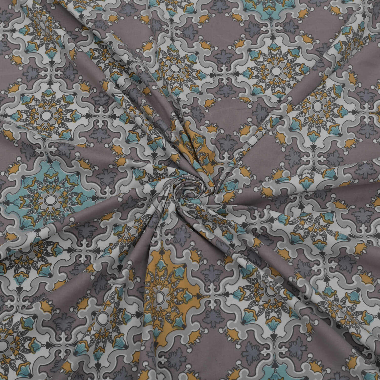 Close up of Turkish Stencil Pattern Polyester Double Bedsheet (Multicolor) 2