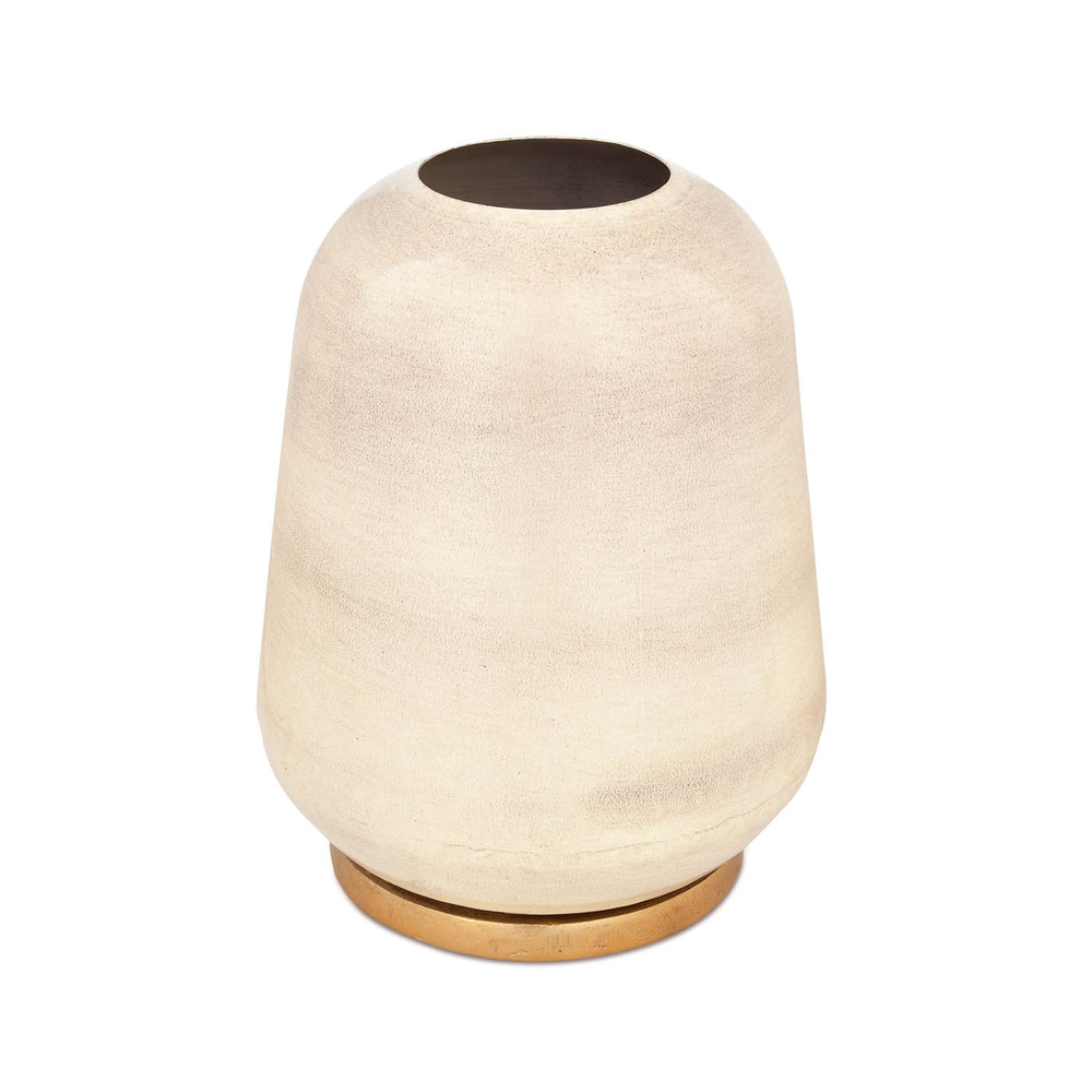 Decorative Droplet Vase with Golden Branch Small- Beige and Gold