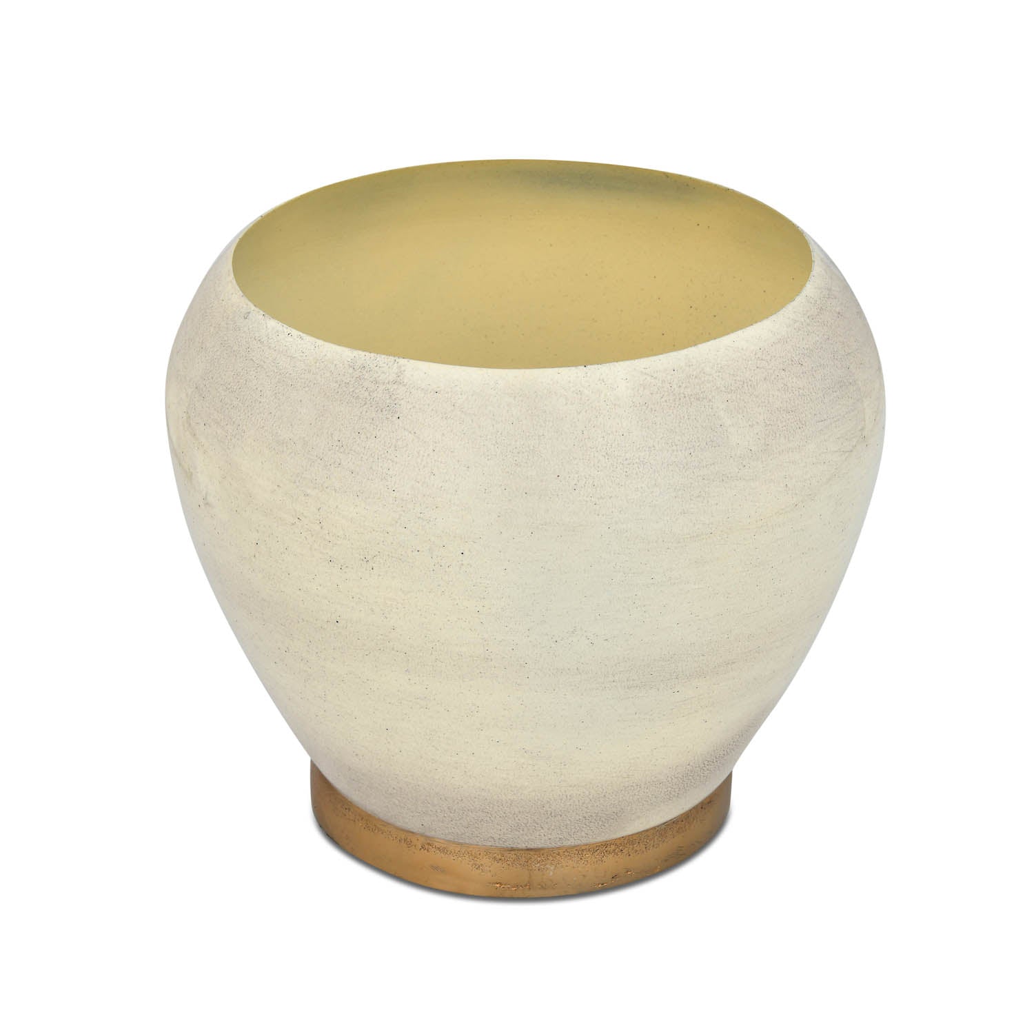 Decorative Droplet Broad Vase with Golden Branch Small- Beige and Gold
