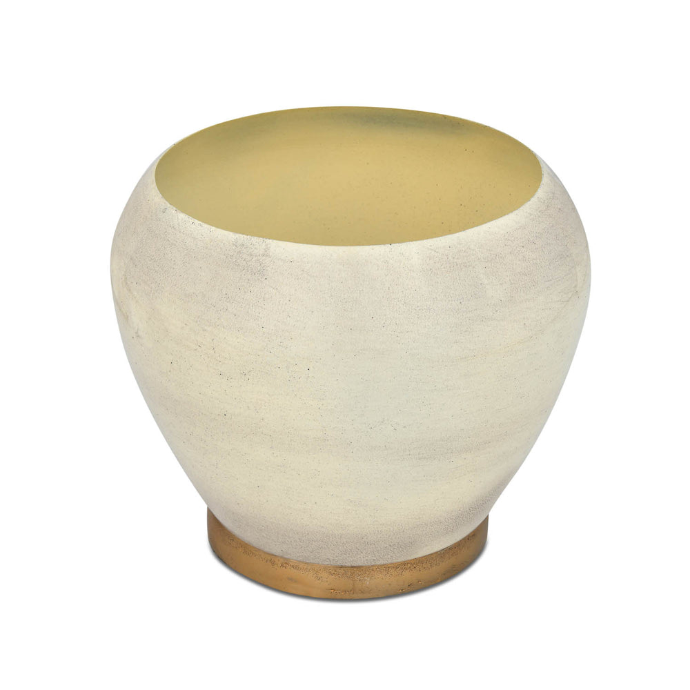 Decorative Droplet Broad Vase with Golden Branch Small- Beige and Gold