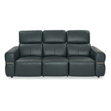 Castel 3 Seater Leather Electric Sofa Recliner- Green
