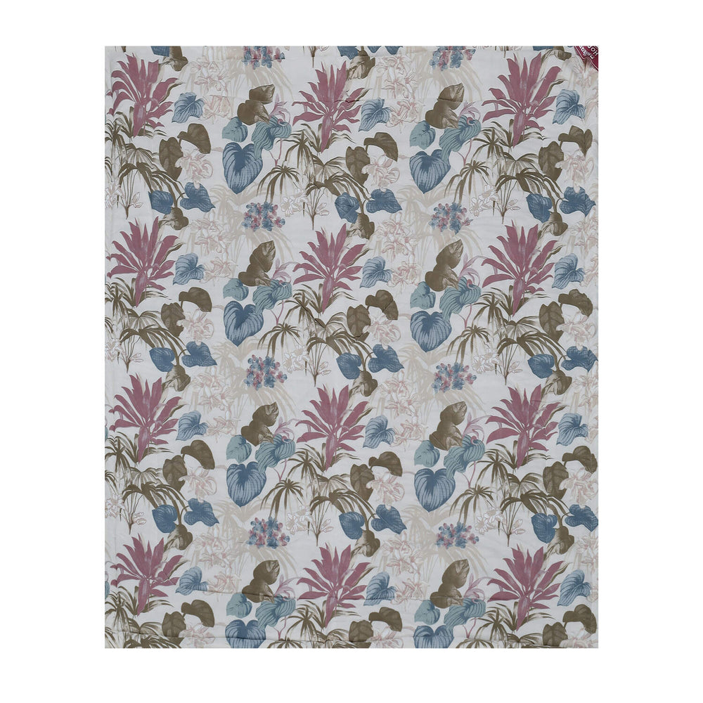 Floral 4 Pieces Polyester Double Bedding Set (Blue)