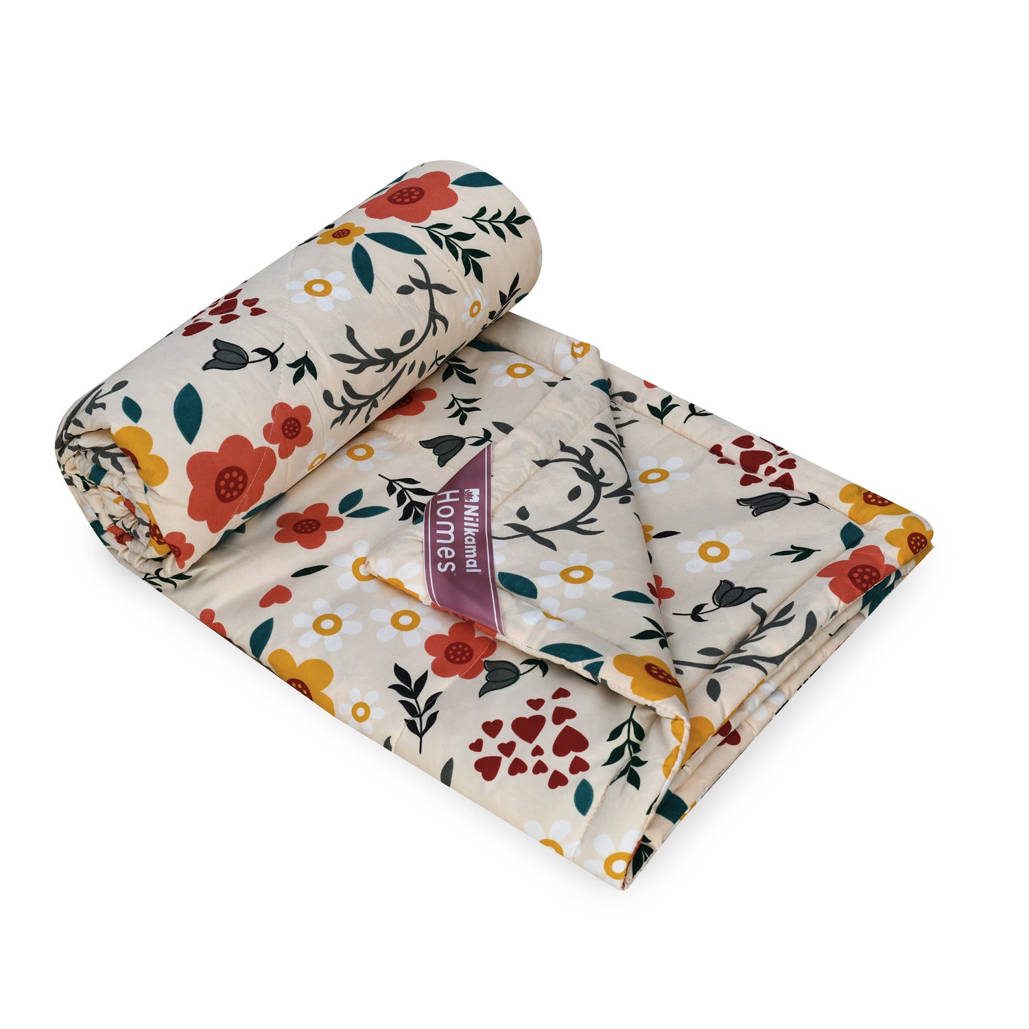 Floral 4 Pieces Polyester Double Bedding Set (Multicolor)