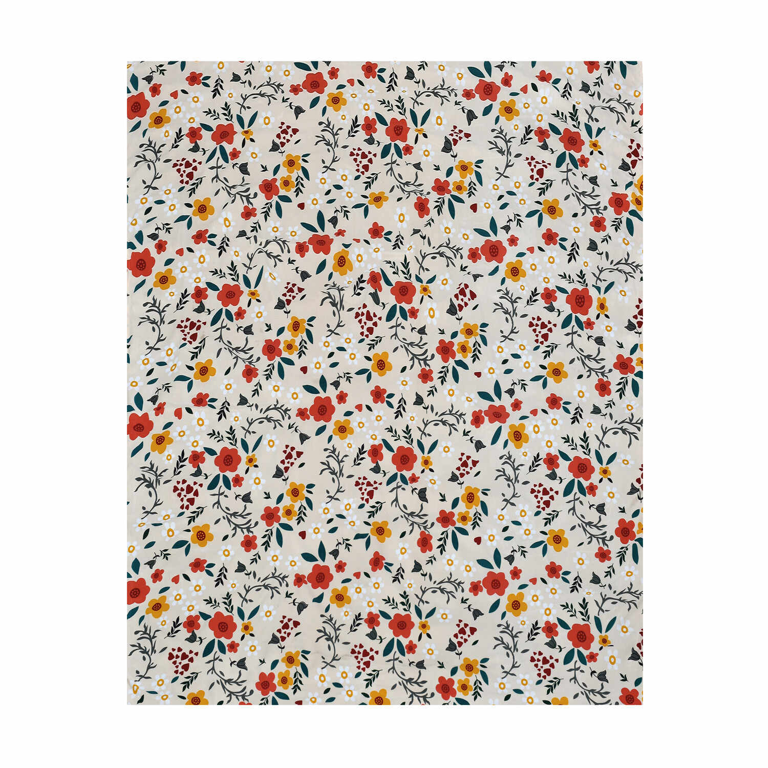 Floral 4 Pieces Polyester Double Bedding Set (Multicolor)