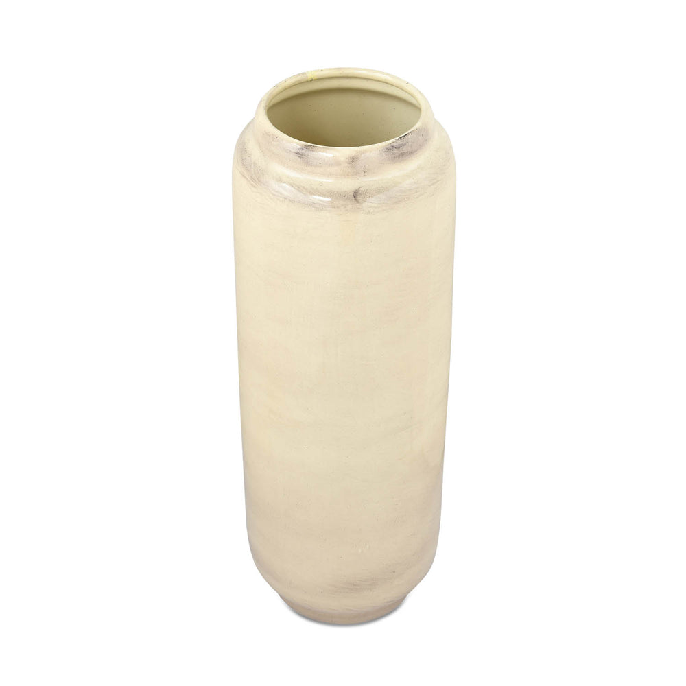 Decorative Tall Floor Oval Vase- White