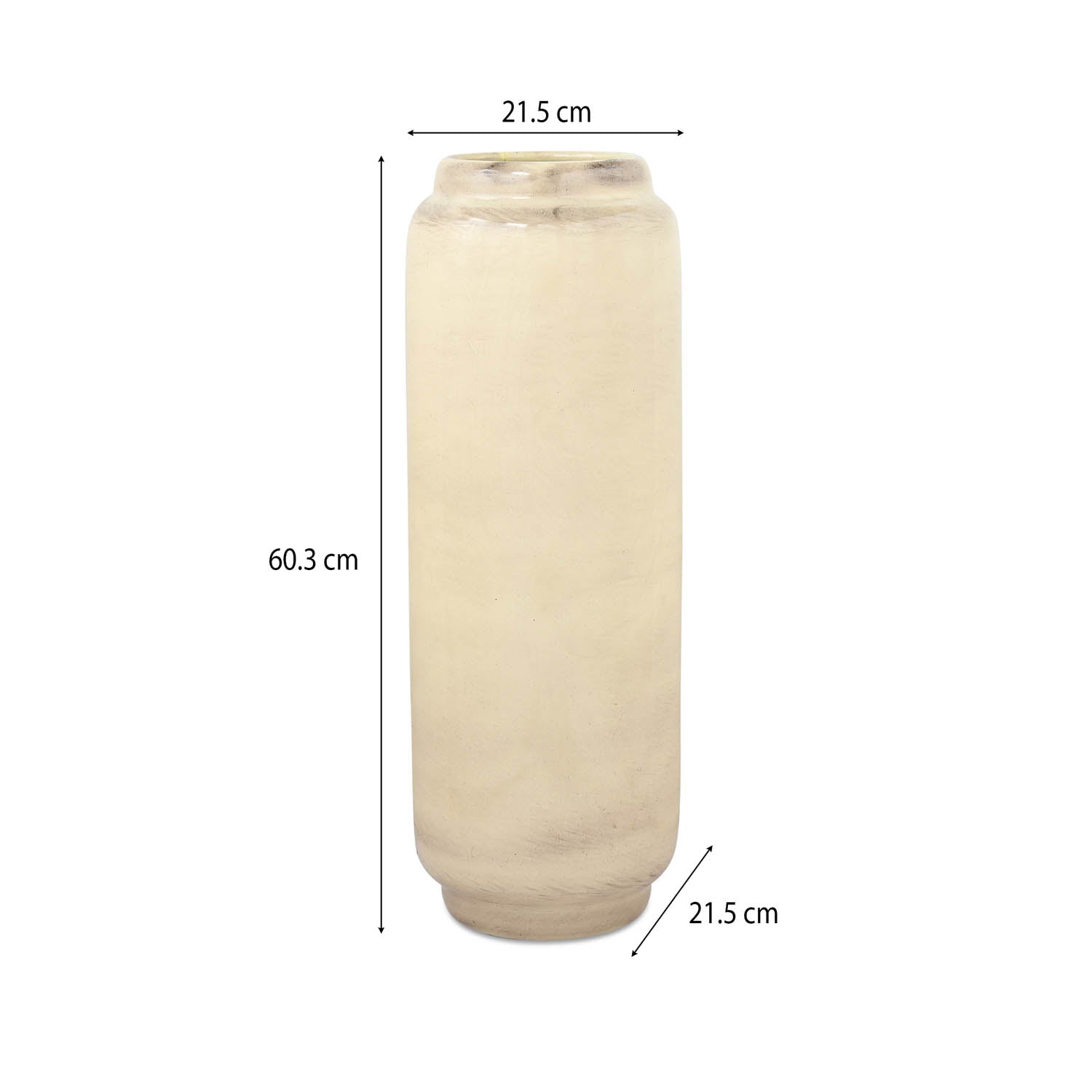 Decorative Tall Floor Oval Vase- White