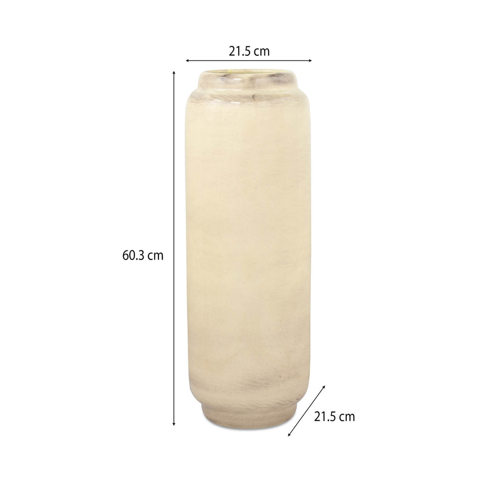 Decorative Tall Floor Oval Vase- White