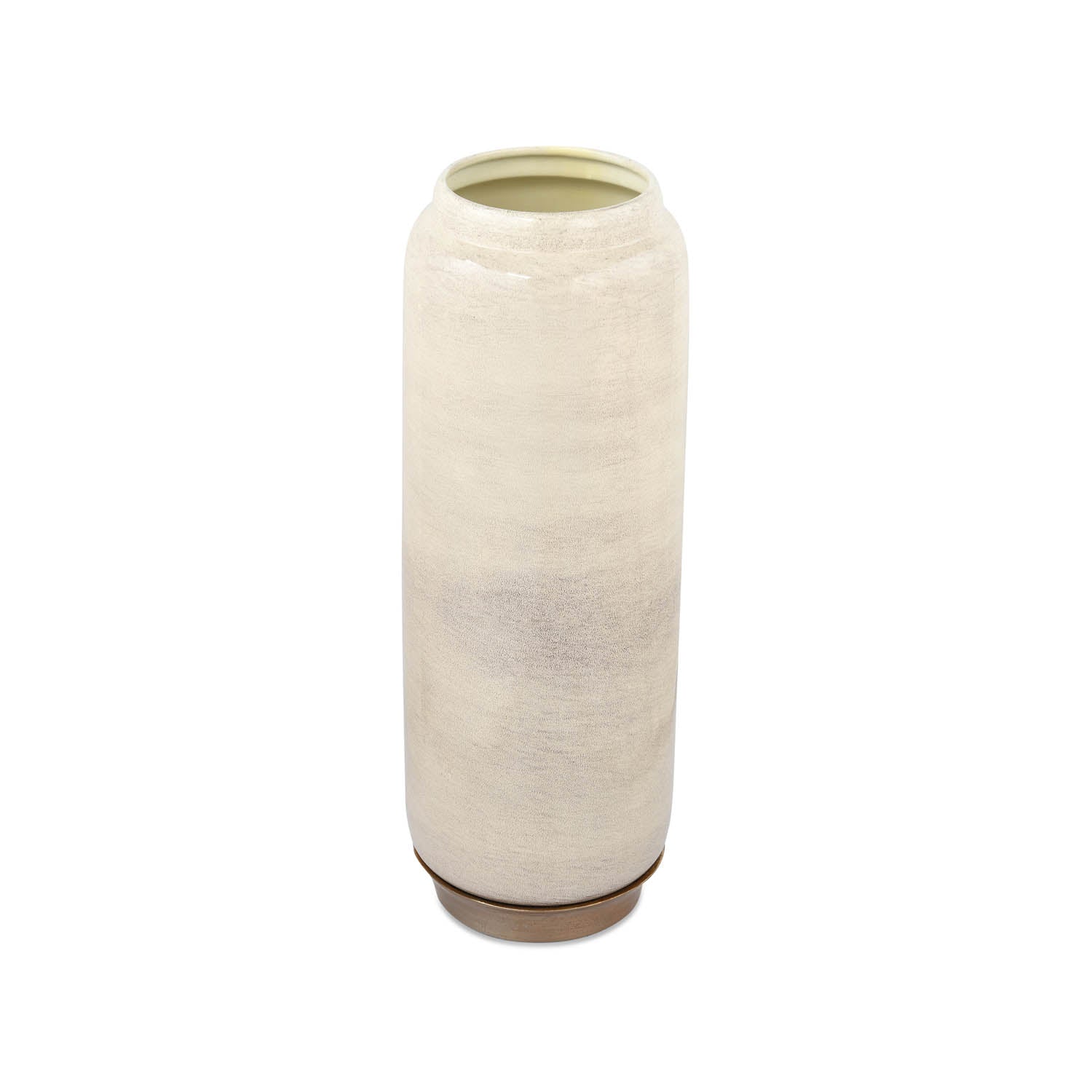 Decorative Tall Floor Vase with Golden Branch- Beige and Gold
