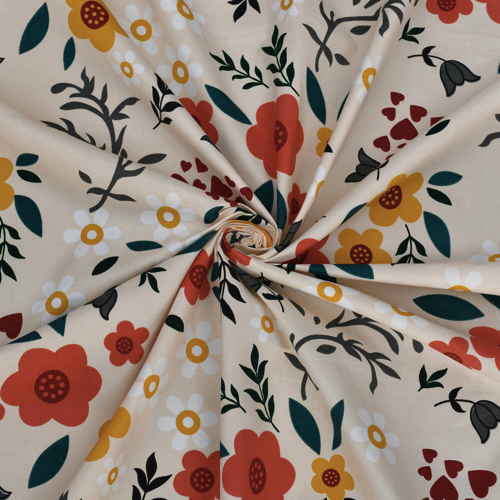Floral 4 Pieces Polyester Double Bedding Set (Multicolor)