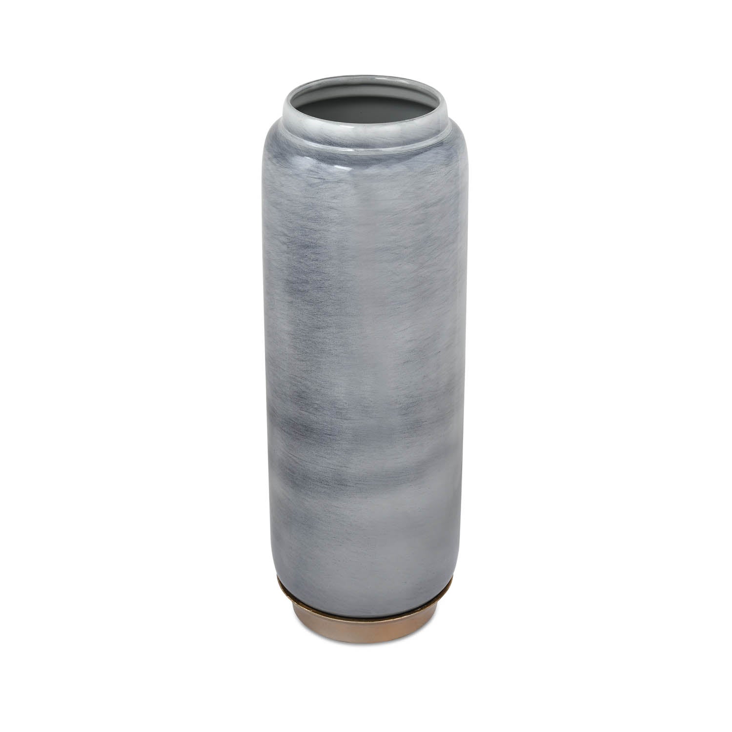 Decorative Tall Floor Vase with Golden Branch- Grey and Gold