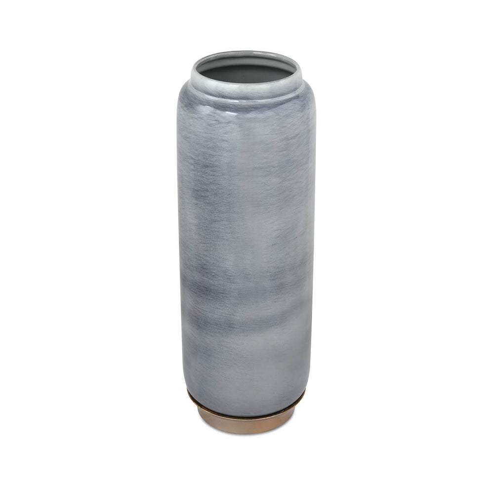 Decorative Tall Floor Vase with Golden Branch- Grey and Gold