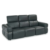 Castel 3 Seater Leather Electric Sofa Recliner- Green