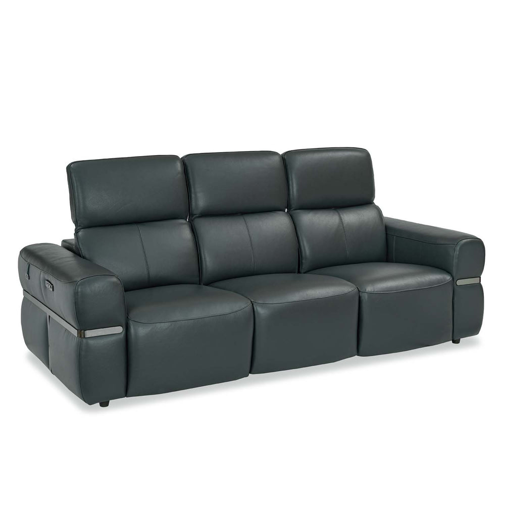 Castel 3 Seater Leather Electric Sofa Recliner- Green