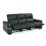 Castel 3 Seater Leather Electric Sofa Recliner- Green