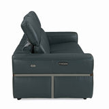 Castel 3 Seater Leather Electric Sofa Recliner- Green