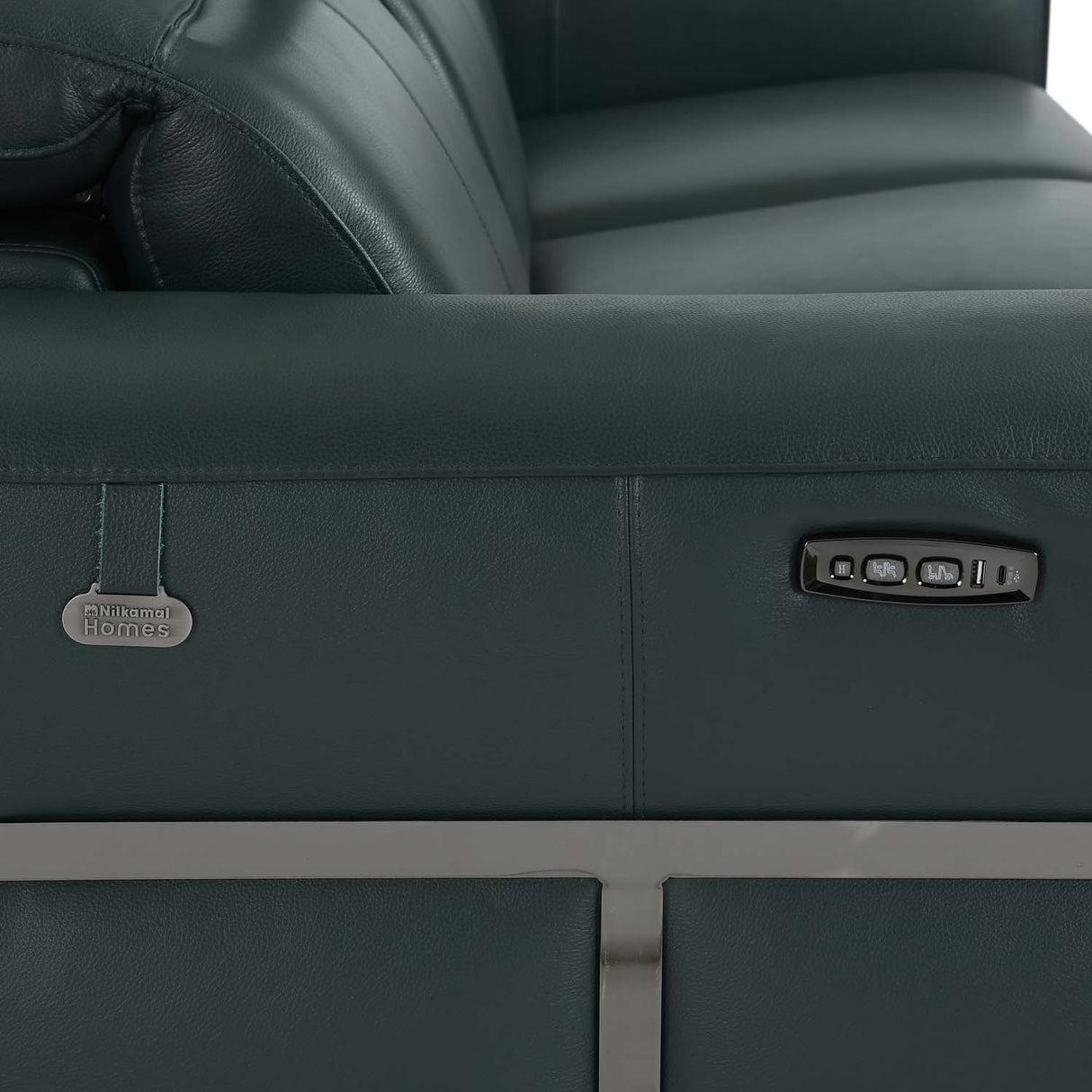 Castel 3 Seater Leather Electric Sofa Recliner- Green