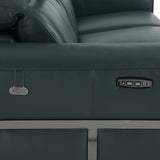 Castel 3 Seater Leather Electric Sofa Recliner- Green