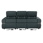 Castel 3 Seater Leather Electric Sofa Recliner- Green