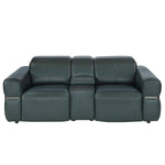 Castel 2 Seater Leather Electric Sofa Recliner with Storage Console- Green
