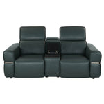 Castel 2 Seater Leather Electric Sofa Recliner with Storage Console- Green
