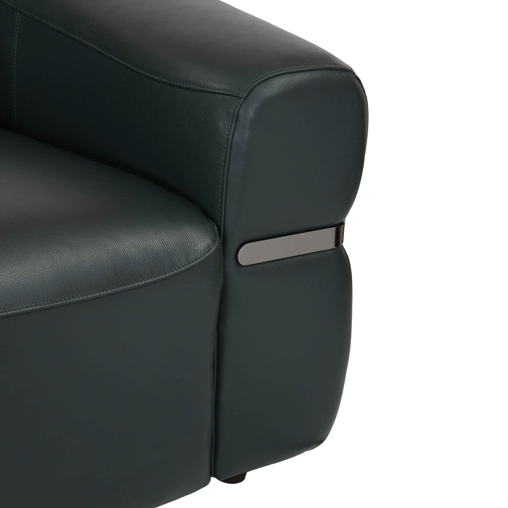 Castel 2 Seater Leather Electric Sofa Recliner with Storage Console- Green