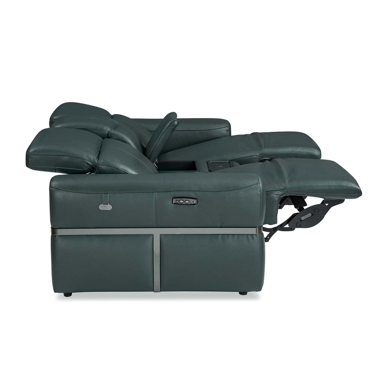Castel 3 Seater Leather Electric Sofa Recliner- Green
