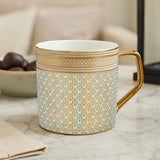 Printed Design Coffee Mug Set of 6- White and Gold